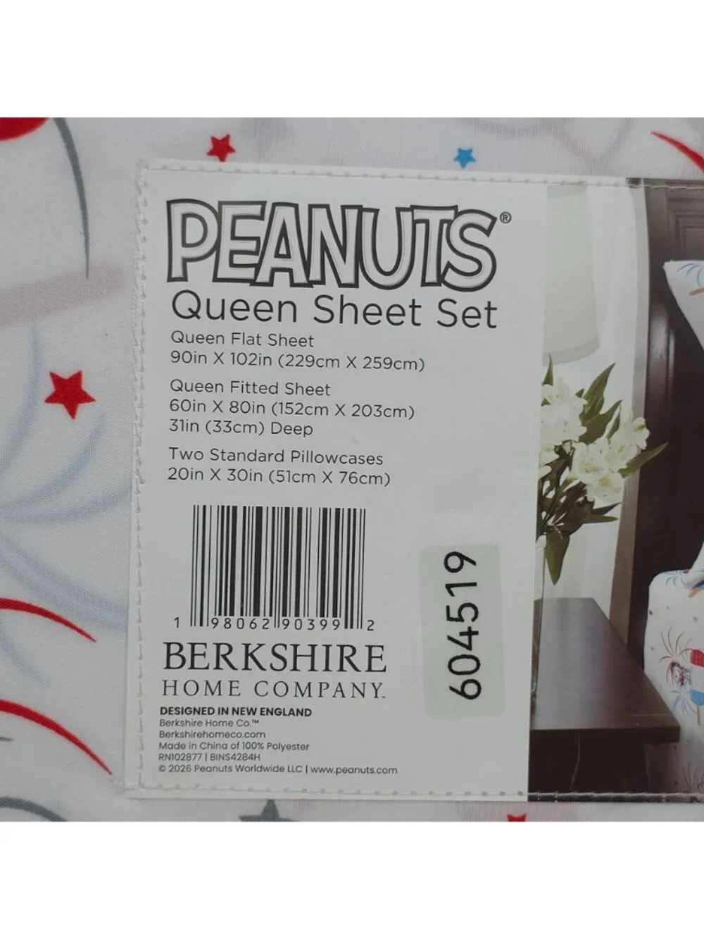 Peanuts Snoopy Queen Sheet Set By Berkshire Fireworks Popsicle July 4th USA